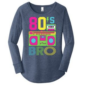 80s Bro Theme Party Retro Music Women's Perfect Tri Tunic Long Sleeve Shirt