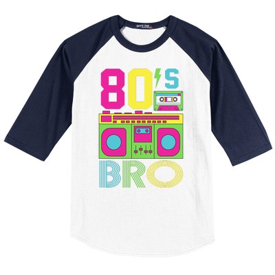 80s Bro Theme Party Retro Music Baseball Sleeve Shirt