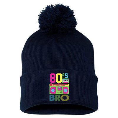 80s Bro Theme Party Retro Music Pom Pom 12in Knit Beanie