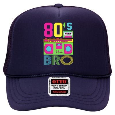 80s Bro Theme Party Retro Music High Crown Mesh Back Trucker Hat