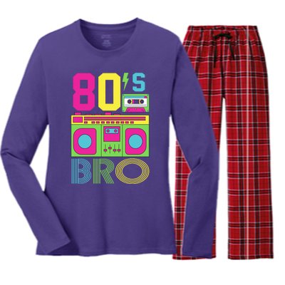 80s Bro Theme Party Retro Music Women's Long Sleeve Flannel Pajama Set 