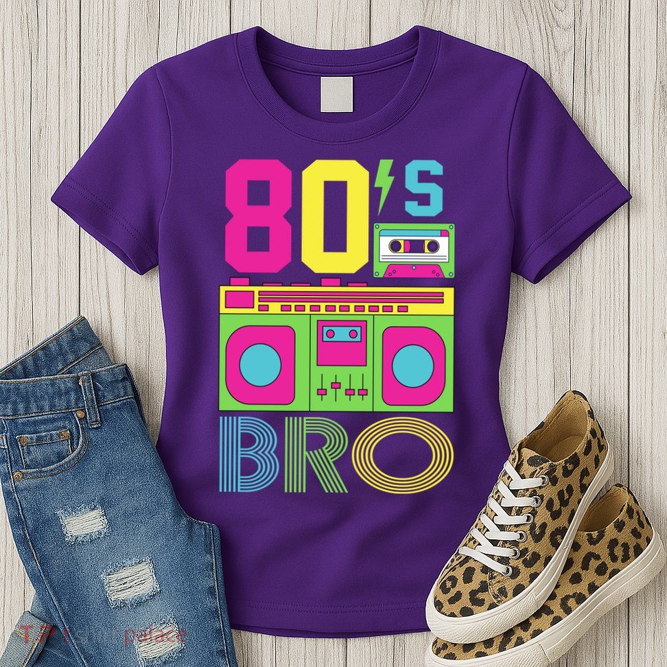 80s Bro Theme Party Retro Music Womens T-Shirt