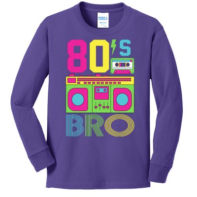 80s Bro Theme Party Retro Music Kids Long Sleeve Shirt