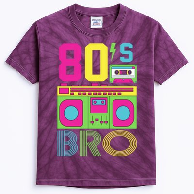 80s Bro Theme Party Retro Music Kids Tie-Dye T-Shirt