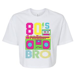 80s Bro Theme Party Retro Music Bella+Canvas Jersey Crop Tee