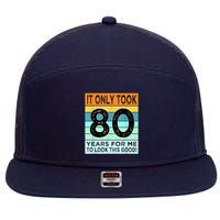 80th Birthday Turning 80 Years Old 7 Panel Mesh Trucker Snapback Hat