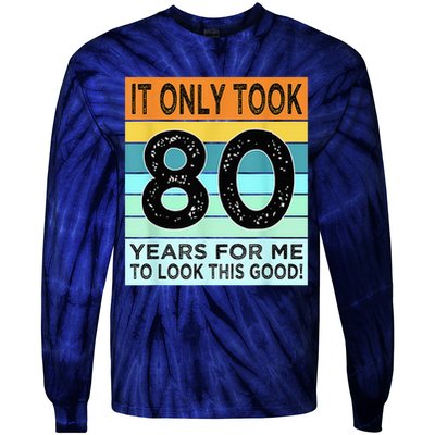 80th Birthday Turning 80 Years Old Tie-Dye Long Sleeve Shirt