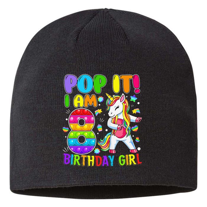 8th Birthday Unicorn Fidget Pop It Birthday 8 Year Old Cute Sustainable Beanie