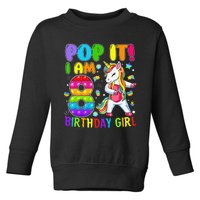 8th Birthday Unicorn Fidget Pop It Birthday 8 Year Old Cute Toddler Sweatshirt