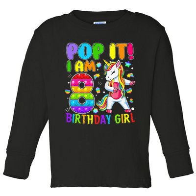 8th Birthday Unicorn Fidget Pop It Birthday 8 Year Old Cute Toddler Long Sleeve Shirt