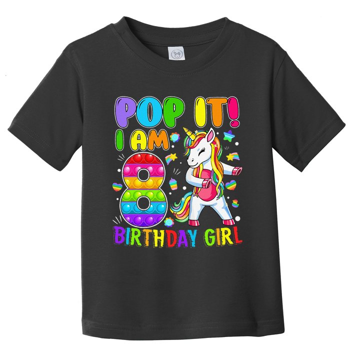 8th Birthday Unicorn Fidget Pop It Birthday 8 Year Old Cute Toddler T-Shirt