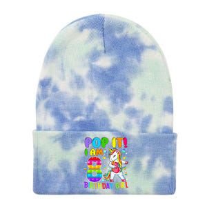 8th Birthday Unicorn Fidget Pop It Birthday 8 Year Old Cute Tie Dye 12in Knit Beanie