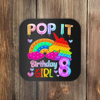 8th Birthday Unicorn Fidget Pop It Birthday 8 Year Old Coaster