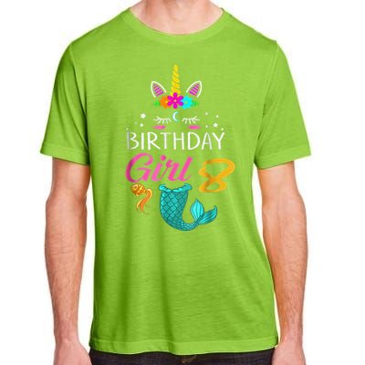 8th Birthday Unicorn Mermaid Tail 8 Years Old Tee Adult ChromaSoft Performance T-Shirt