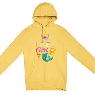 8th Birthday Unicorn Mermaid Tail 8 Years Old Tee Premium Pullover Hoodie