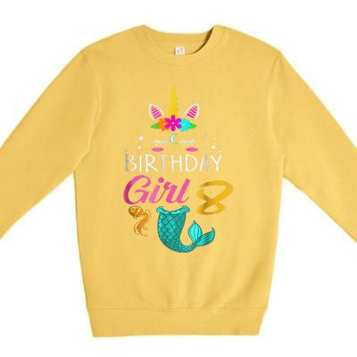 8th Birthday Unicorn Mermaid Tail 8 Years Old Tee Premium Crewneck Sweatshirt