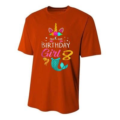 8th Birthday Unicorn Mermaid Tail 8 Years Old Tee Performance Sprint T-Shirt