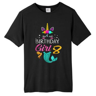 8th Birthday Unicorn Mermaid Tail 8 Years Old Tee Tall Fusion ChromaSoft Performance T-Shirt