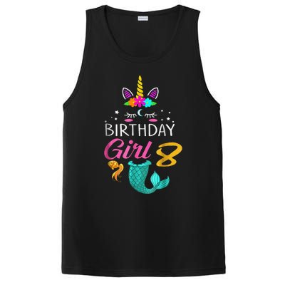 8th Birthday Unicorn Mermaid Tail 8 Years Old Tee PosiCharge Competitor Tank