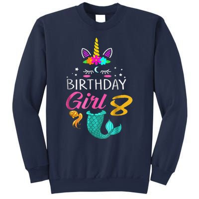 8th Birthday Unicorn Mermaid Tail 8 Years Old Tee Sweatshirt