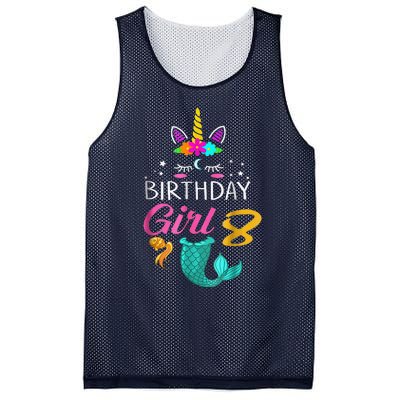 8th Birthday Unicorn Mermaid Tail 8 Years Old Tee Mesh Reversible Basketball Jersey Tank