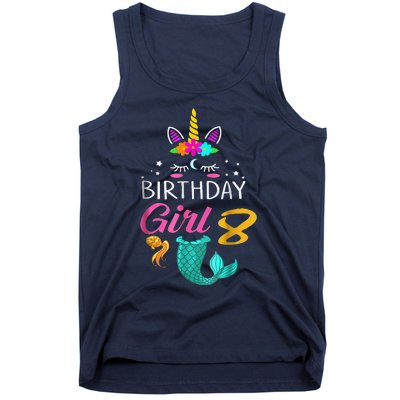 8th Birthday Unicorn Mermaid Tail 8 Years Old Tee Tank Top