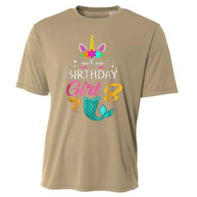 8th Birthday Unicorn Mermaid Tail 8 Years Old Tee Cooling Performance Crew T-Shirt