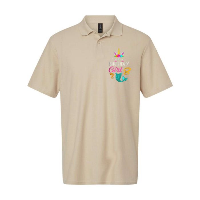 8th Birthday Unicorn Mermaid Tail 8 Years Old Tee Softstyle Adult Sport Polo