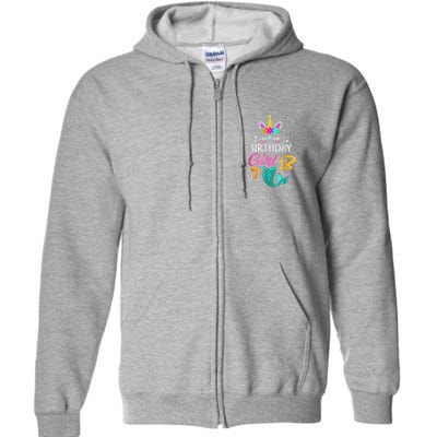 8th Birthday Unicorn Mermaid Tail 8 Years Old Tee Full Zip Hoodie