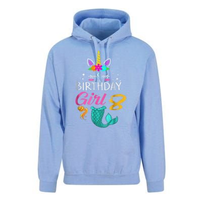 8th Birthday Unicorn Mermaid Tail 8 Years Old Tee Unisex Surf Hoodie