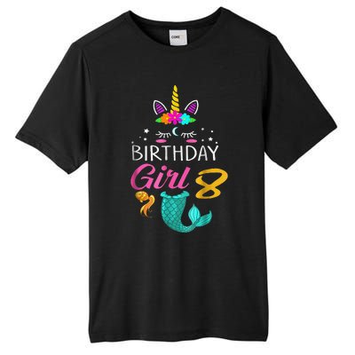 8th Birthday Unicorn Mermaid Tail 8 Years Old Tall Fusion ChromaSoft Performance T-Shirt