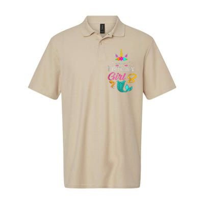 8th Birthday Unicorn Mermaid Tail 8 Years Old Softstyle Adult Sport Polo