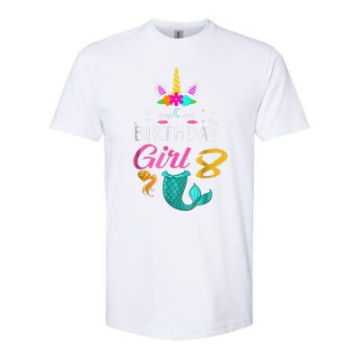 8th Birthday Unicorn Mermaid Tail 8 Years Old Softstyle CVC T-Shirt