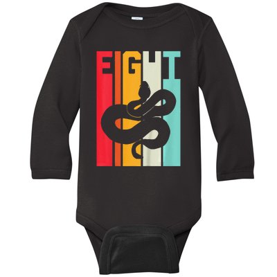 8th Birthday Vintage Snake Lover Pet Reptile 8 Years Old Baby Long Sleeve Bodysuit