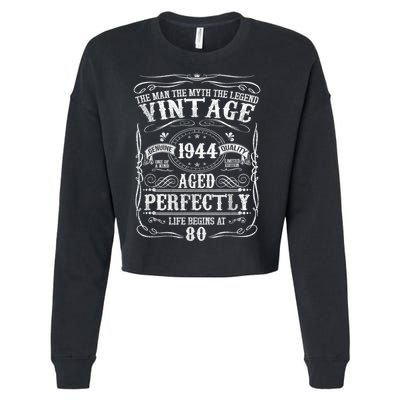 80th Birthday Vintage 1944 Man Myth Legend 80 Year Old Cropped Pullover Crew