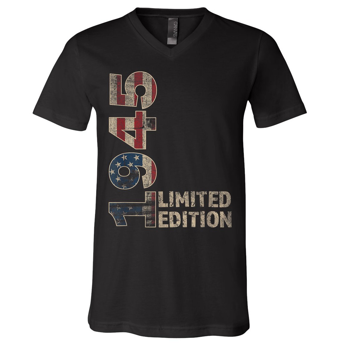 80th Birthday Vintage Born 1945 Turning 80 Year Old V-Neck T-Shirt
