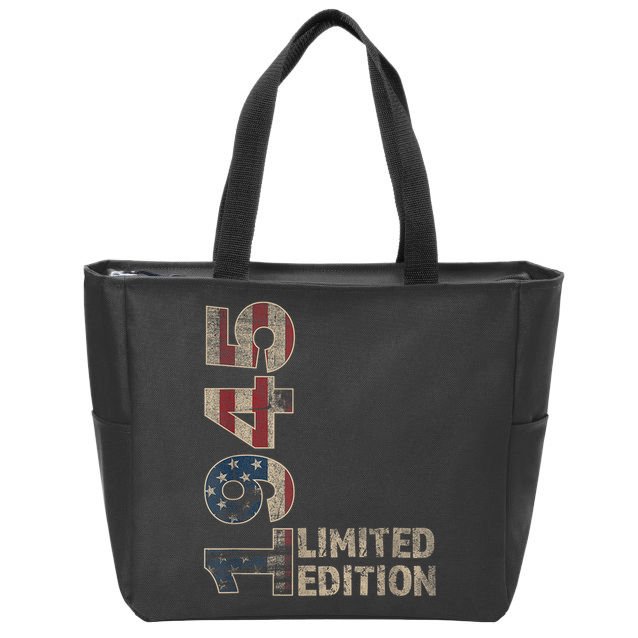 80th Birthday Vintage Born 1945 Turning 80 Year Old Zip Tote Bag