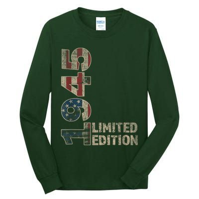 80th Birthday Vintage Born 1945 Turning 80 Year Old Tall Long Sleeve T-Shirt