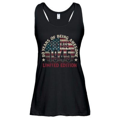 80th Birthday Vintage Born 1945 Turning 80 Year Old Ladies Essential Flowy Tank