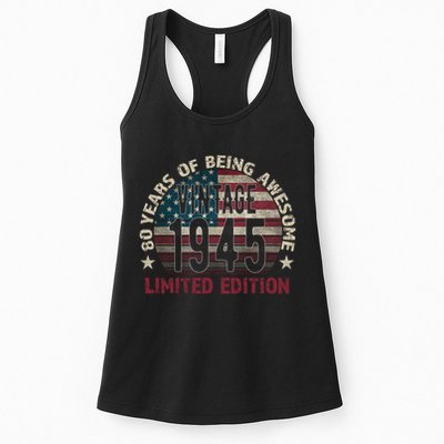 80th Birthday Vintage Born 1945 Turning 80 Year Old Womens Tank Top
