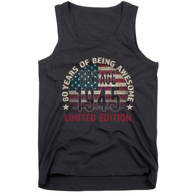 80th Birthday Vintage Born 1945 Turning 80 Year Old Tank Top