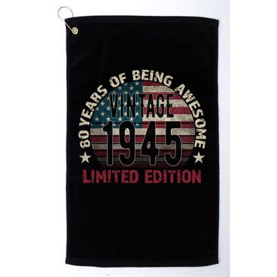 80th Birthday Vintage Born 1945 Turning 80 Year Old Golf Towel