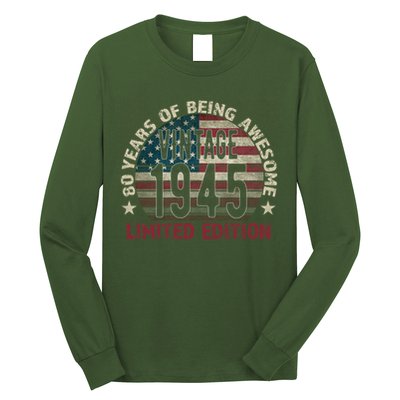 80th Birthday Vintage Born 1945 Turning 80 Year Old Long Sleeve Shirt