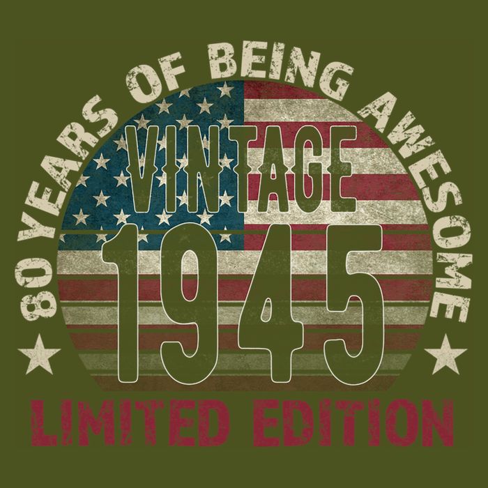 80th Birthday Vintage Born 1945 Turning 80 Year Old Long Sleeve Shirt