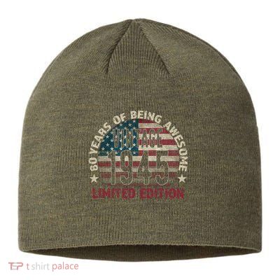 80th Birthday Vintage Born 1945 Turning 80 Year Old Sustainable Beanie
