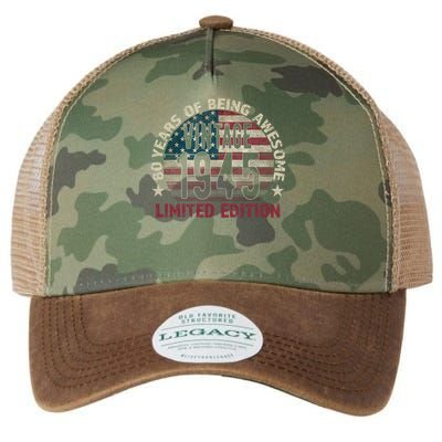 80th Birthday Vintage Born 1945 Turning 80 Year Old Legacy Tie Dye Trucker Hat