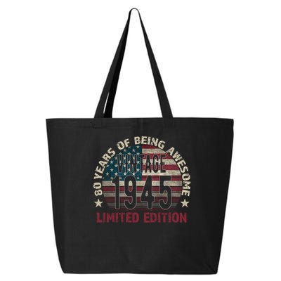 80th Birthday Vintage Born 1945 Turning 80 Year Old 25L Jumbo Tote