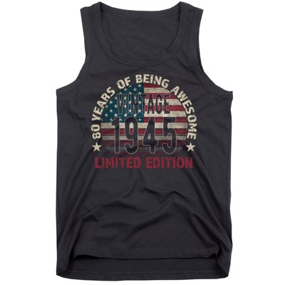 80th Birthday Vintage Born 1945 Turning 80 Year Old Tank Top