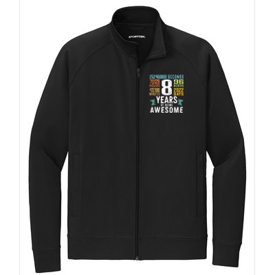 8th Birthday Vintage 96 Months 8 Year Old Birthday Stretch Full-Zip Cadet Jacket