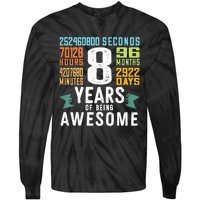 8th Birthday Vintage 96 Months 8 Year Old Birthday Tie-Dye Long Sleeve Shirt